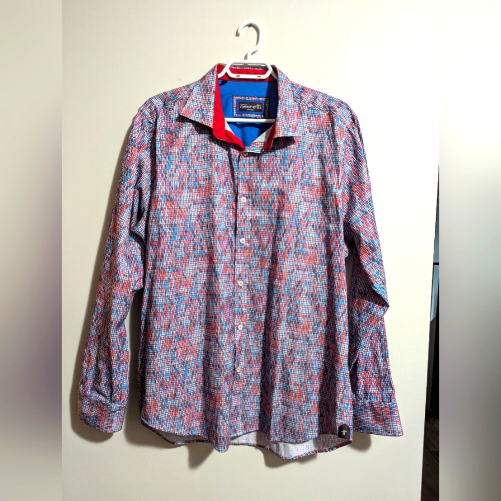 Franco Negretti long sleeve button down shirt. Colourful quality cotton fabric.